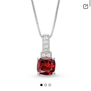 Kay Garnet Necklace White Topaz Sterling Silver